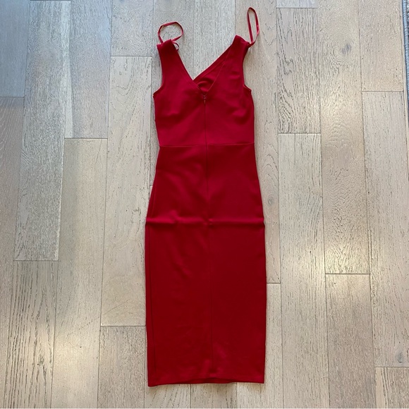 Le Chateau Red Ponte Knit Bodycon Dress - Picture 3 of 5